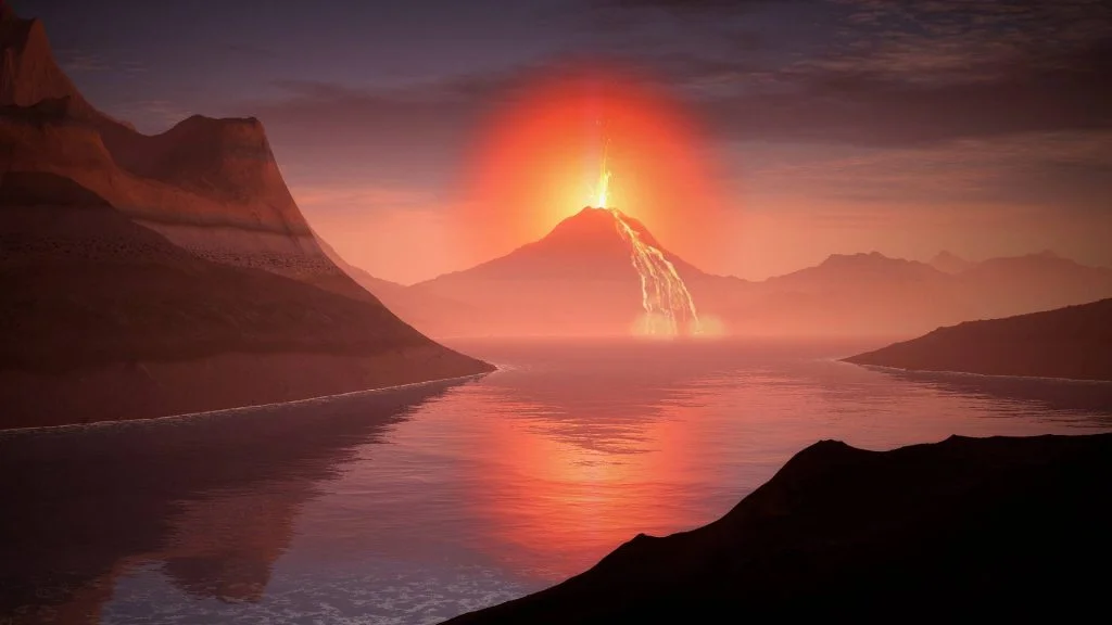 Wybuch wulkanu - wizja artysty