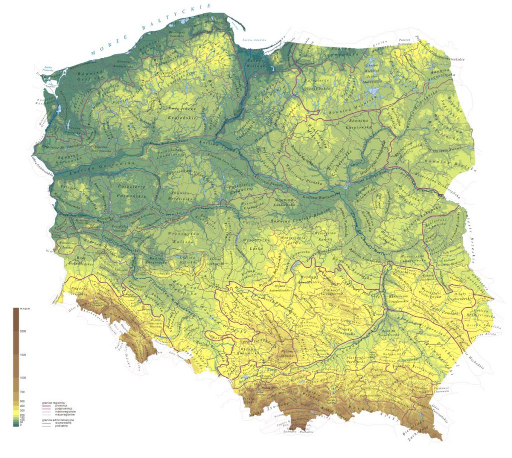 Mapa hipsometryczna polski
