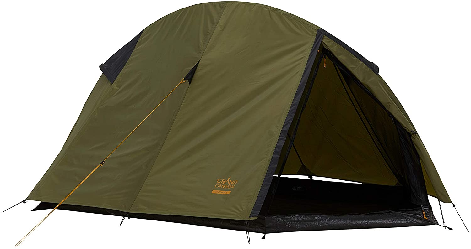 Olive Grand Canyon Cardova 1 tent with the door open, white background