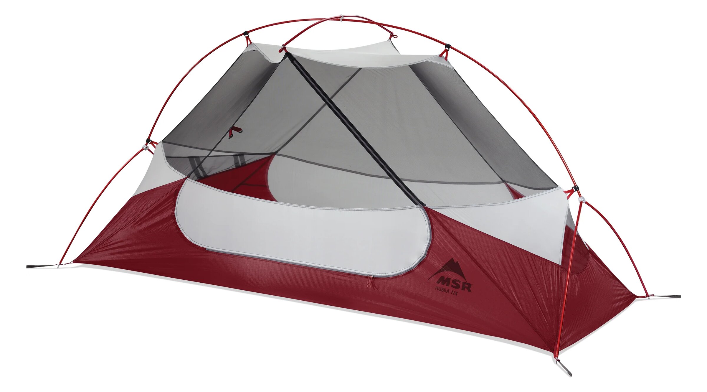 Inner tent of the MSR Hubba NX on its poles, without the fly