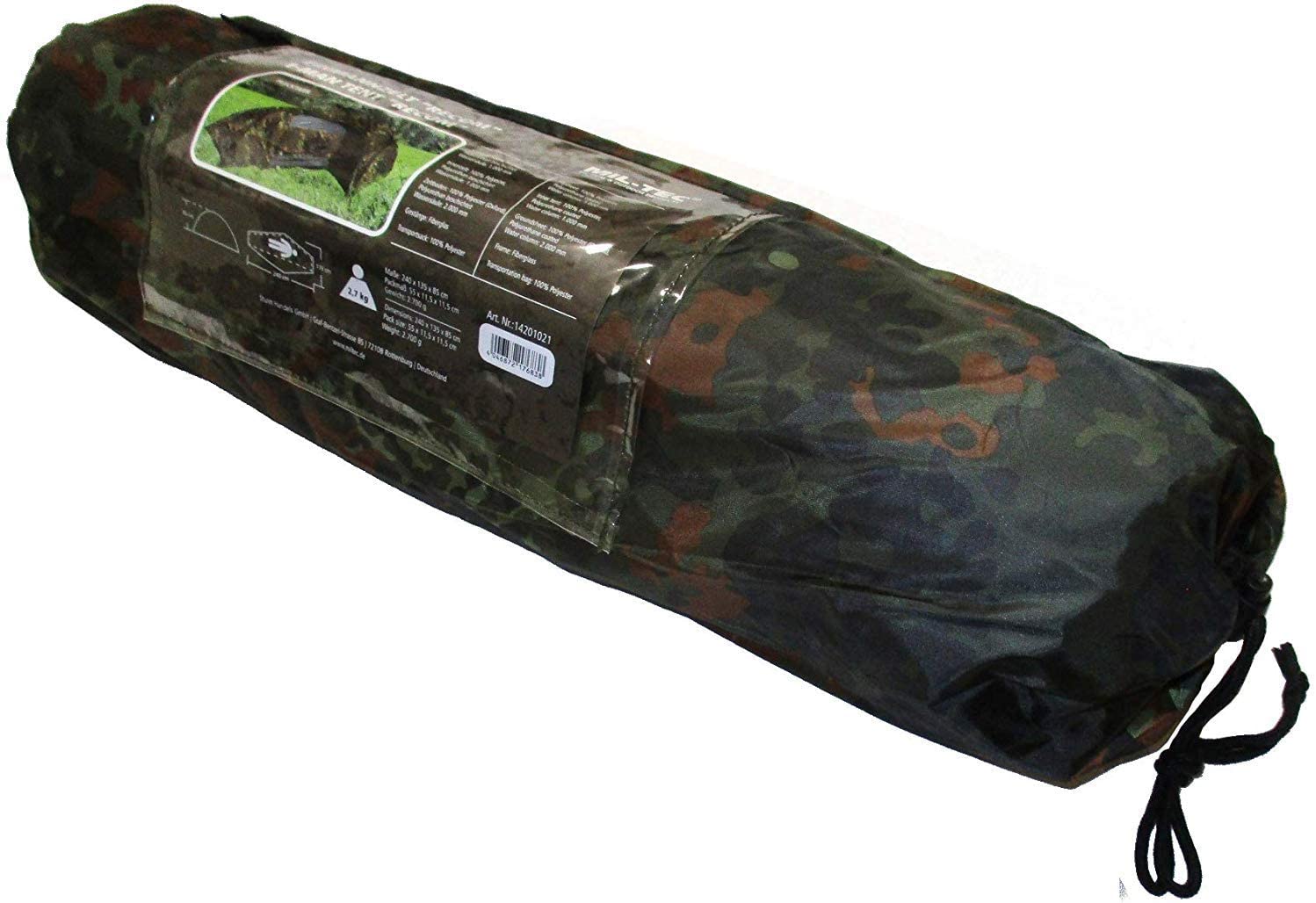 Mil-Tec Recom tent packed in its labelled bag