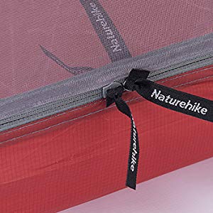 Close-up of a zip with a Naturehike pull tab